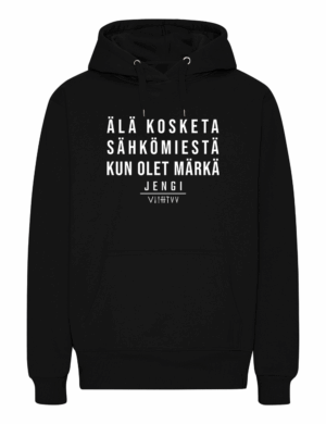 Lärvinen - Jengi Viihtyy - Älä kosketa sähkömiestä - Huppari - musta