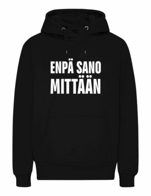 Vilma Nissinen - enpä sano mittään - tekstilogo - huppari, musta