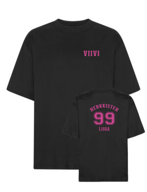 VIIVI - Herkkisten Liiga, pinkki teksti - oversize t-paita