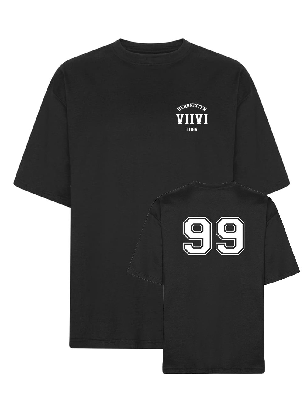 VIIVI - Herkkisten Liiga, valkoinen teksti - oversize t-paita
