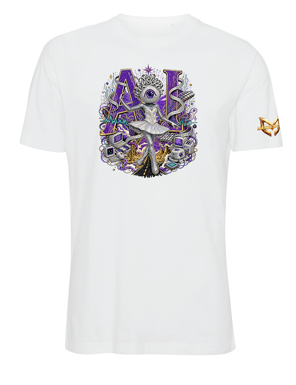 Masked Singer - AI - T-paita, valkoinen